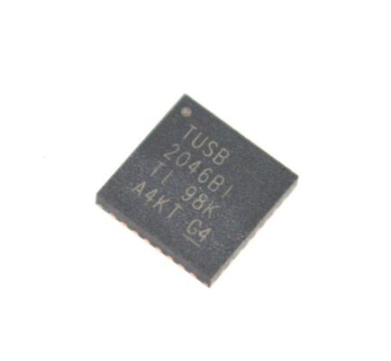 TUSB2046BIRHBR Contrôleur de hub USB 2.0 à 4 ports avec prise en charge de 12 Mbps/1,5 Mbps Transcepteurs intégrés Fonctionnement 3,3 V Mode d'économie d'énergie à faibles émissions électromagnétiques et plage de températures industrielles (-40°C à 85°C)