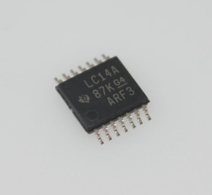 SN74LVC14APWR Inverseur Schmitt-Trigger 6 canaux avec VCC large de 1,65-5,5 V, tp max 10 ns, ICC faible 0,5 µA, capacité de sortie ±24 mA, protection ESD HBM, boîtier TSSOP-14 et plage de température de -40 °C à +125 °C