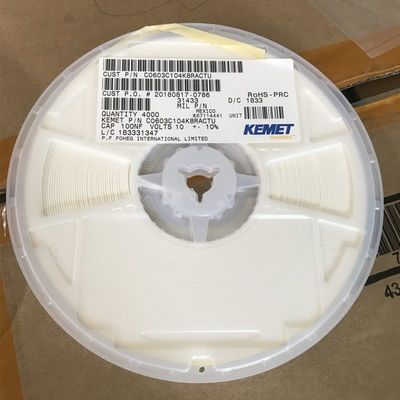 C0603C104K8RACTU 100nF 10V X7R 0603 MLCC doté d'une tolérance de 10%, d'une capacité élevée, d'une performance stable de -55°C à +125°C et conforme à la directive RoHS