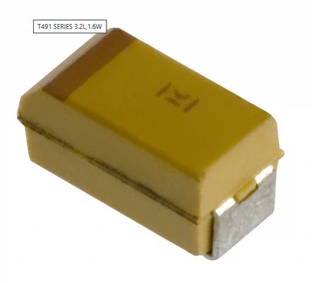 T491A106K016AT 10μF Condensateur au tantale 16V, ±10% Tolérance Faible ESR Qualifié AEC-Q200 - Plage de -55°C à +125°C, Indice haute température 125°C, Ruban et bobine, Sans halogène