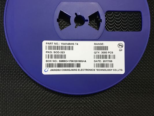 Diode de commutation rapide 1N4148WS, tension nominale 100V, courant 150mA, capacité ultra-faible de 2pF, temps de recouvrement de 4ns, boîtier miniature SOD-323, qualifiée AEC-Q101 pour applications automobiles et générales