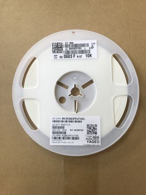 RC0603FR-0710KL Résistance de précision 10kΩ Boîtier 0603 Tolérance 1% ±100ppm/°C TCR Puissance 1/10W Technologie Film mince Sans halogène Conforme RoHS pour circuits de pull-up et de capteurs