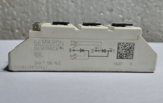 SKKT106/16E 1600V 106A Dual Thyristor Module basse tension VF 1.35V 2.4kA Surge AlN Contact de pression de base en céramique SEMIPACK1 isolé UL Certifié pour démarreurs et entraînements souples