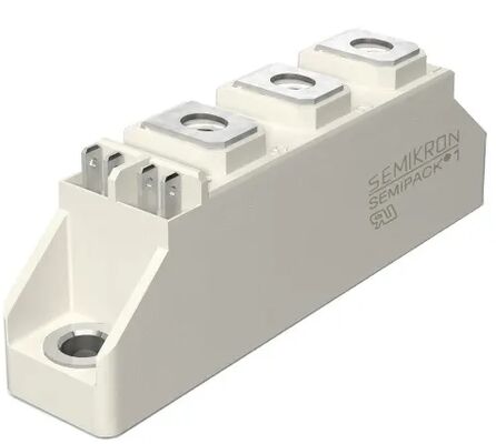 SKKT107B16E 1600V 107A Dual Thyristor Module basse tension VF 1.35V 2.4kA Surge AlN Contact de pression de base en céramique SEMIPACK1 isolé UL Certifié pour démarreurs et entraînements souples