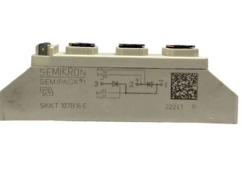 SKKT107B16E 1600V 107A Dual Thyristor Module basse tension VF 1.35V 2.4kA Surge AlN Contact de pression de base en céramique SEMIPACK1 isolé UL Certifié pour démarreurs et entraînements souples